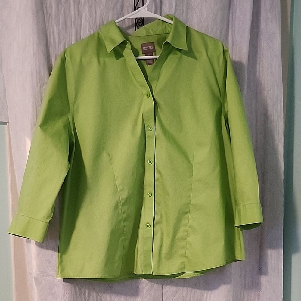 Chico's Lime Green Collared Blouse (15)